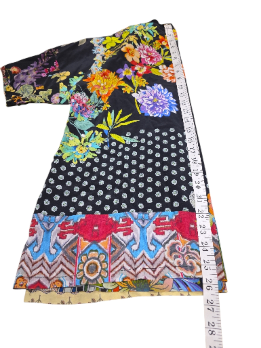 Johnny Was Black Floral Scoop Neck Blouse with Orange Accents - Picture 7 of 7